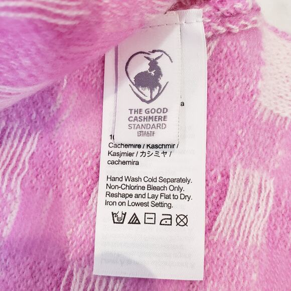 NWT J. Crew 100% Cashmere Crew Neck Sweater Gingham Pink White Women's Size XL - Picture 4 of 8